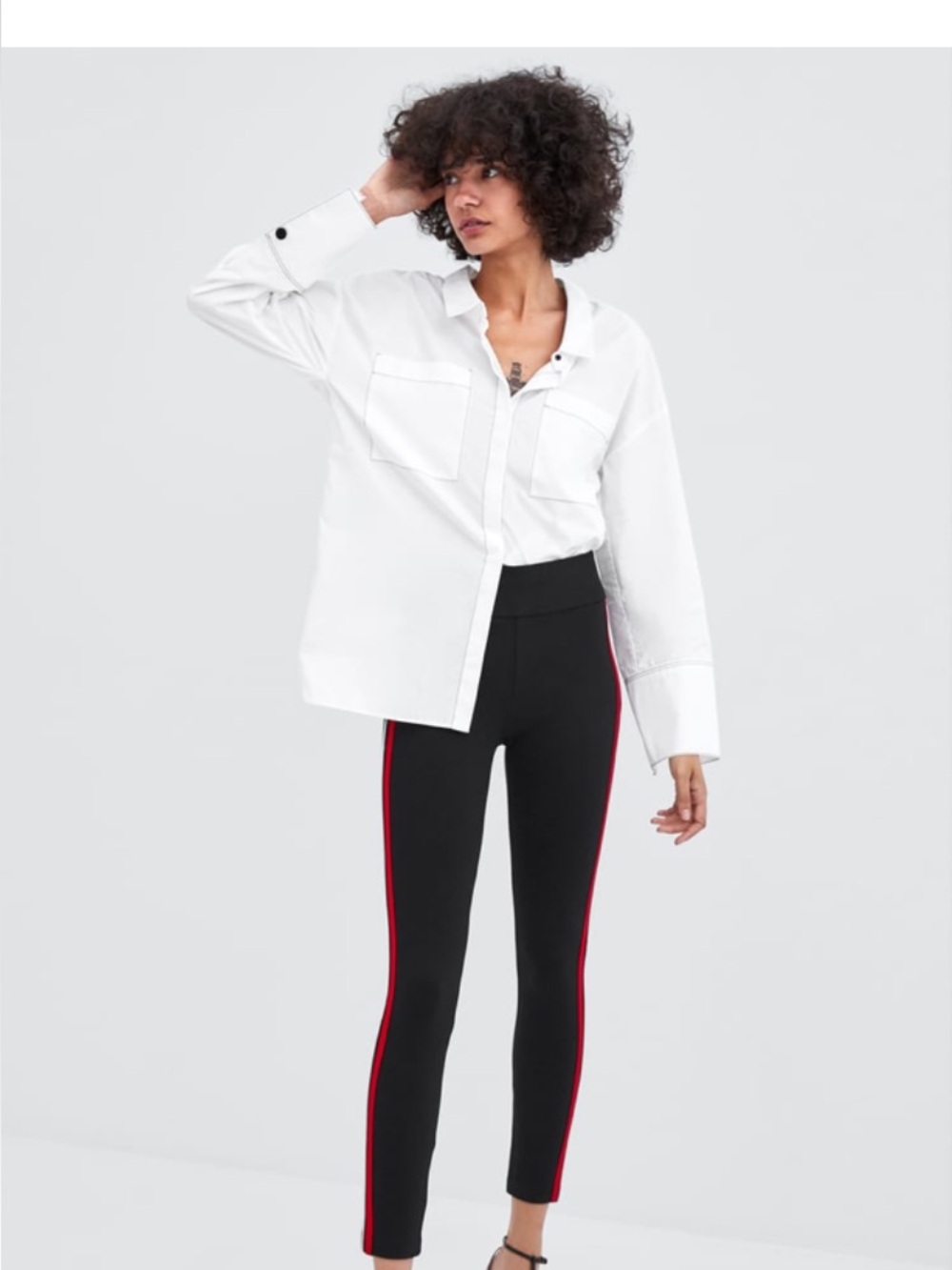 Zara MID-RISE STRIPED LEGGINGS